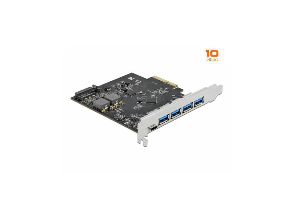 Delock PCI Express x4 Karta na 1 x USB Type-C™ + 4 x USB Typ-A - SuperSpeed USB 10 Gbps
