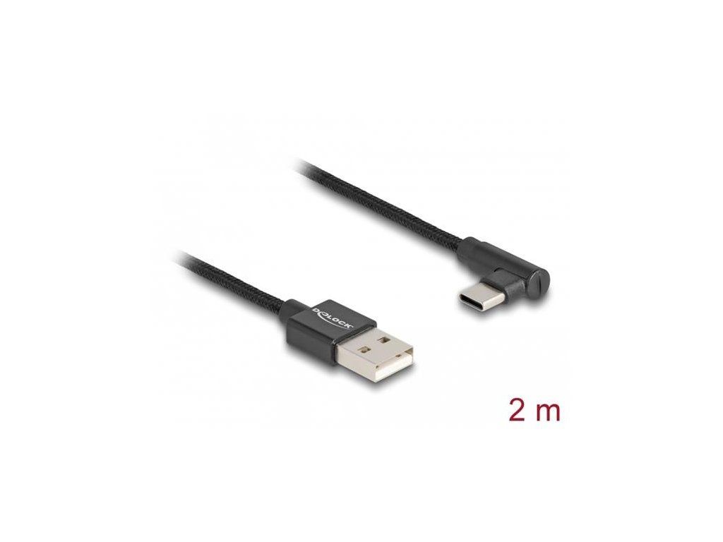 Delock Kabel USB 2.0 Typ-A samec na USB Type-C samec pravoúhlý 2 m černý