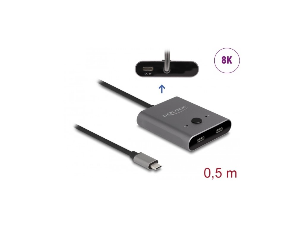 Delock Switch USB 10 Gbps USB Type-C™, 2 na 1, obousměrný, 8K