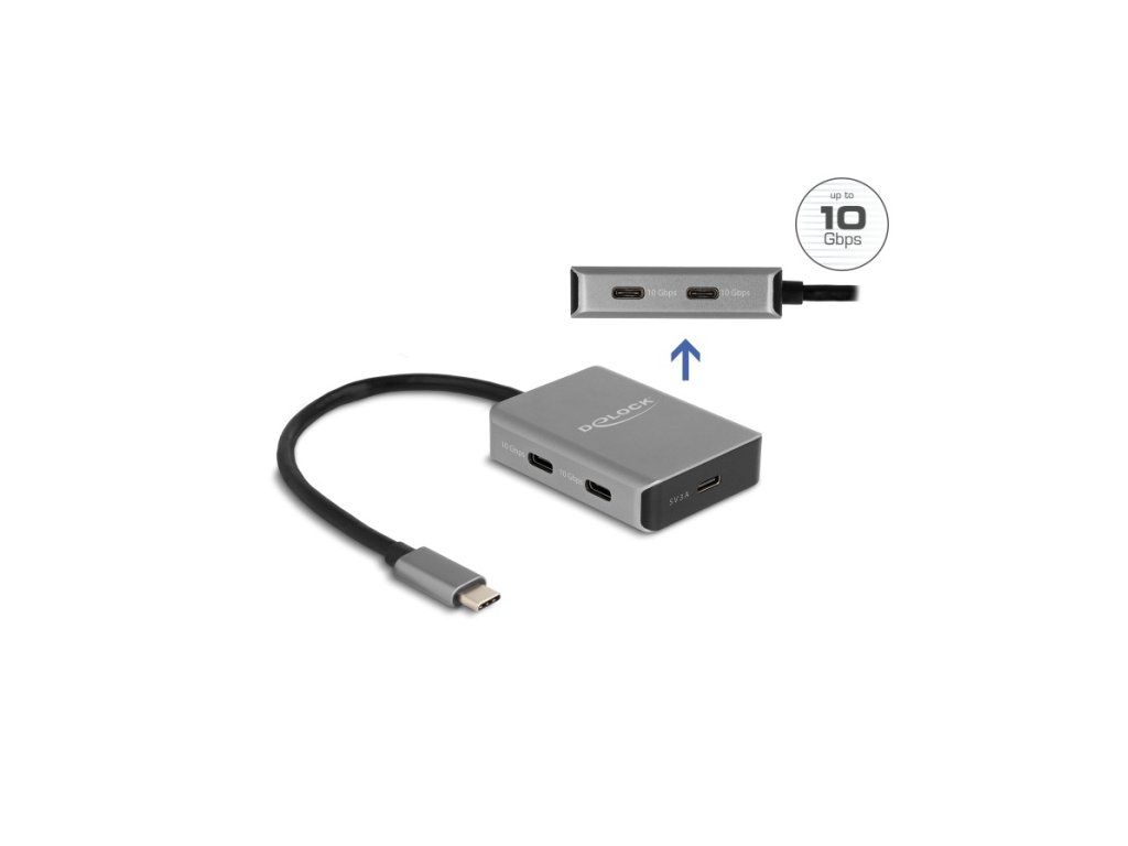 Delock USB 10 Gbps 4 portový Hub USB Type-C s konektorem USB Type-C