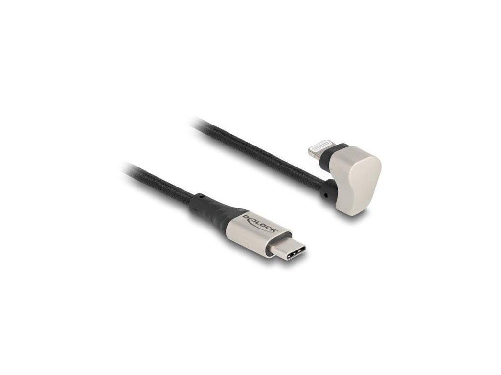 Delock Datový a nabíjecí kabel USB Type-C na Lightning pro iPhone a iPad, 180°, pravoúhlá 1 m MFi