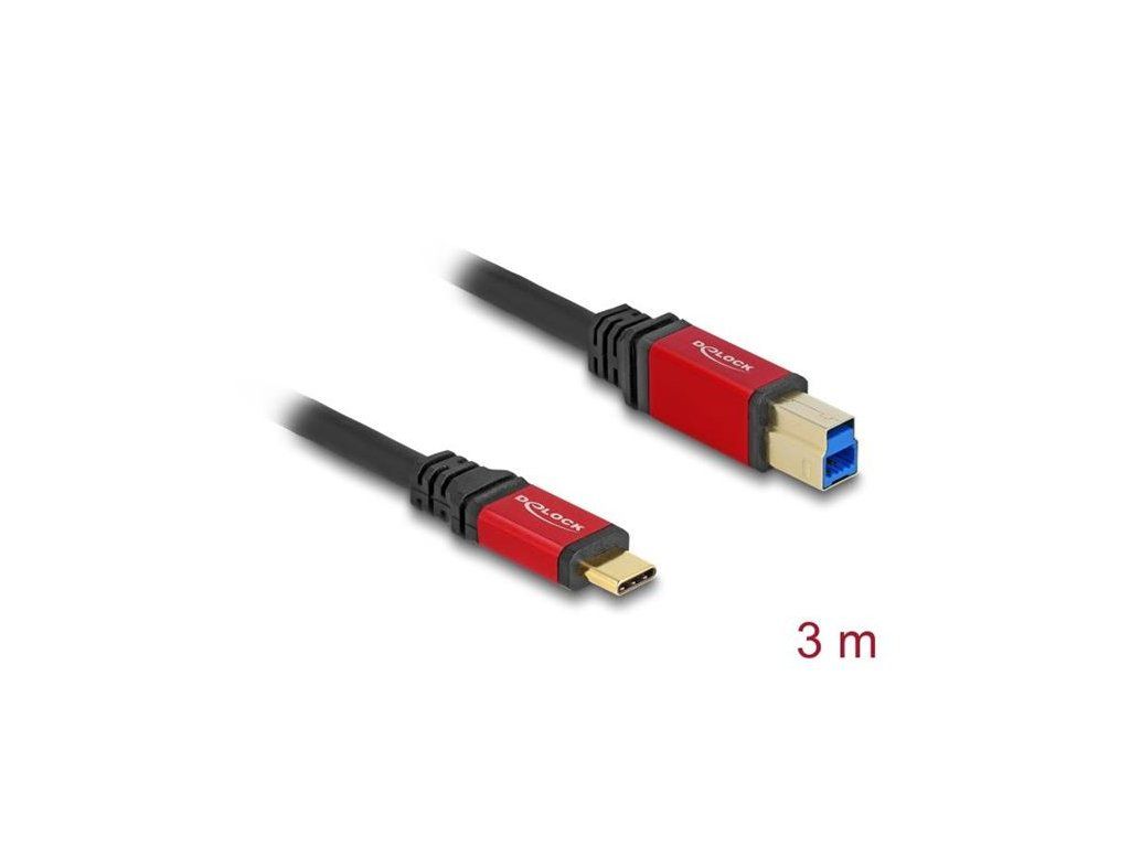 Delock USB 5 Gbps kabel USB Type-C samec na USB Typ-B samec 3 m červený kovový