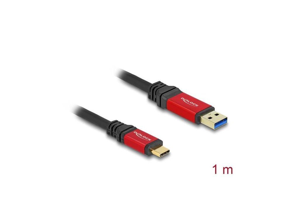 Delock USB 10 Gbps kabel USB Typ-A samec na USB Type-C samec 1 m červený kovový
