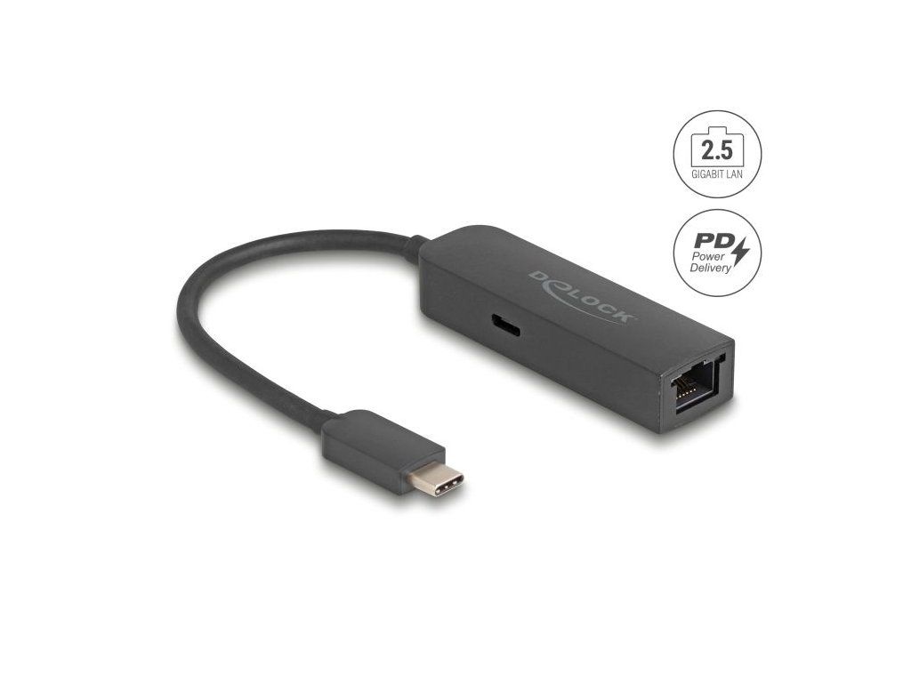 Delock Adaptér USB Type-C na 2,5 Gigabit LAN s Power Delivery 100 watt