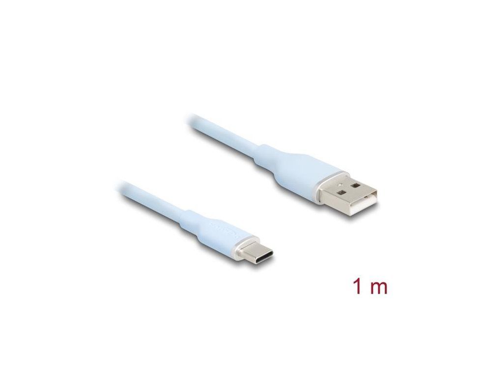 Delock USB 2.0 kabel USB Typ-A samec na USB Type-C samec 1 m modrý Silikon