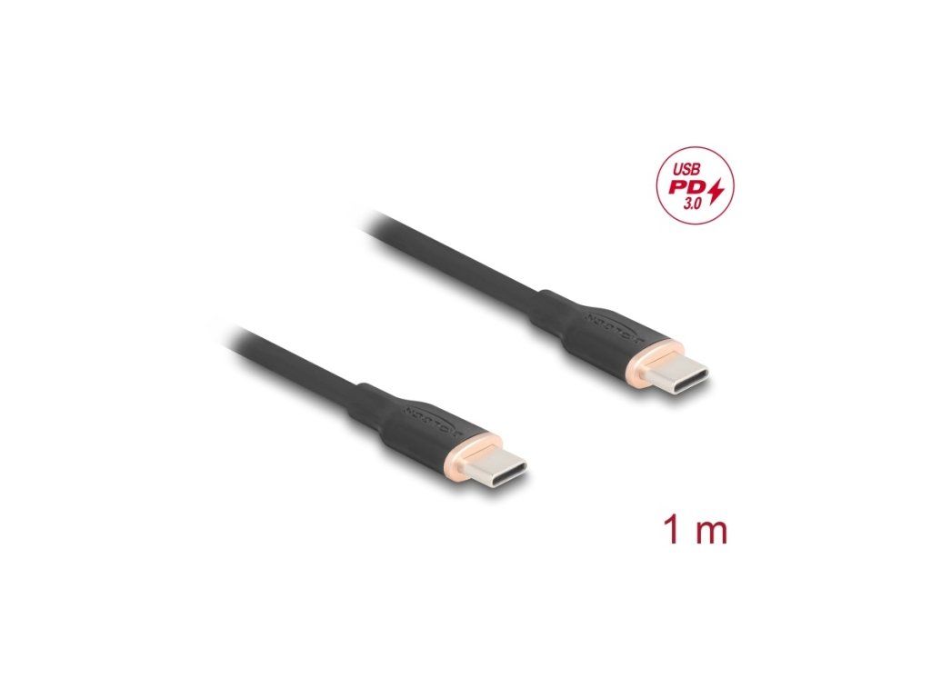Delock USB 2.0 kabel USB Type-C samec na samec PD 3.0 60 W 1 m černá Silikon