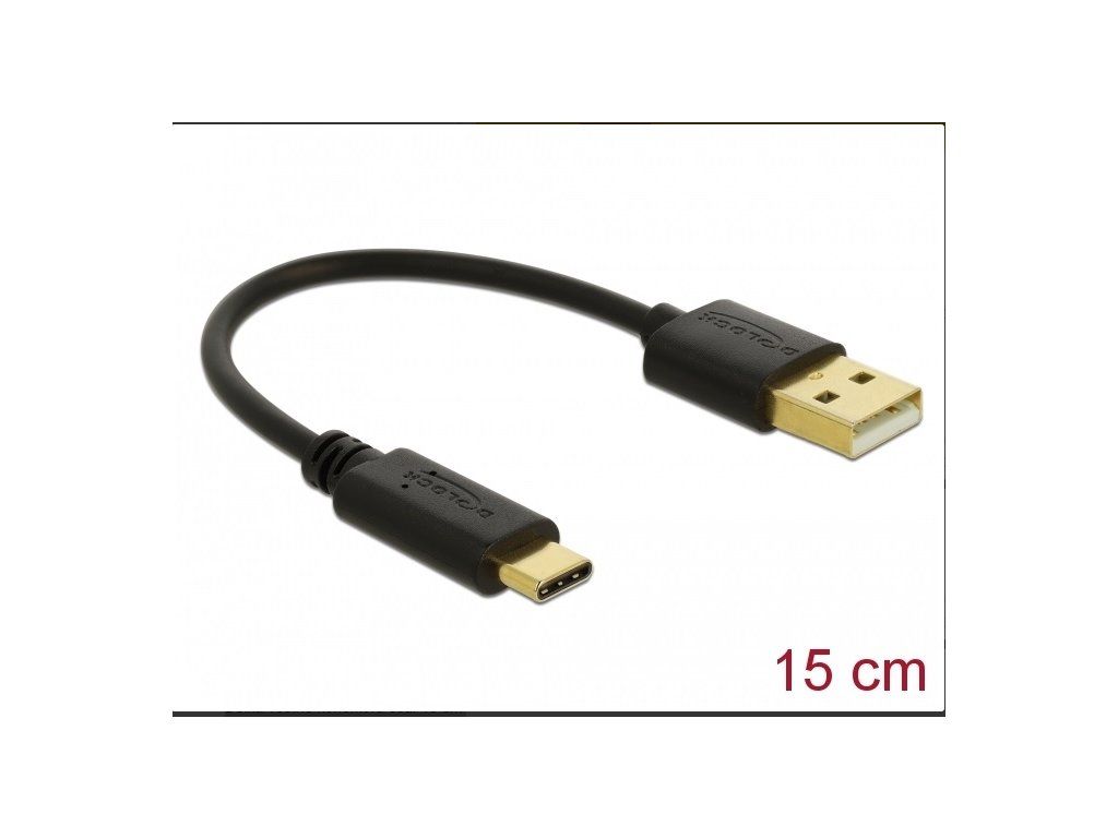 Delock Nabíjecí kabel USB Typu-A na USB Type-C, délky 3 A 15 cm