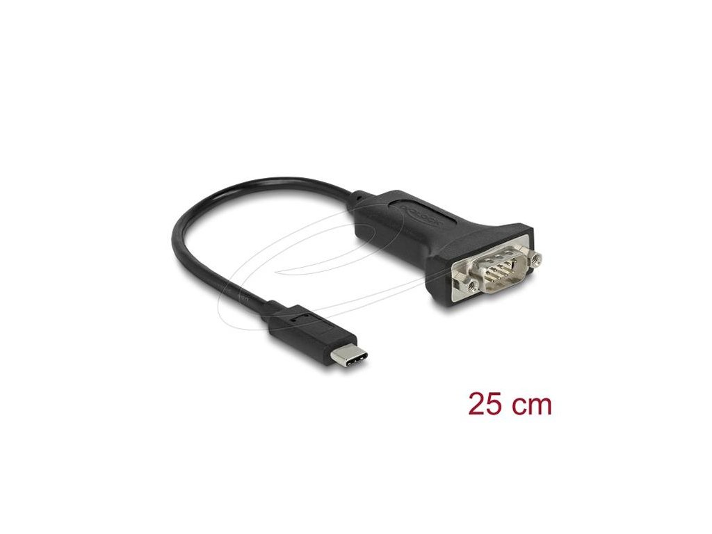 Delock Adaptér USB Type-C na 1 x Sériové RS-232 D-Sub 9 pin samec s maticemi 25 cm