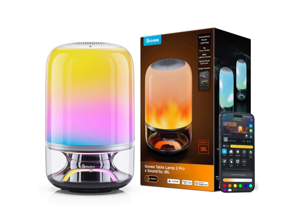 Govee Table Lamp 2 RGBW Akumulátorová lampa s reproduktorem - zvuk od JBL