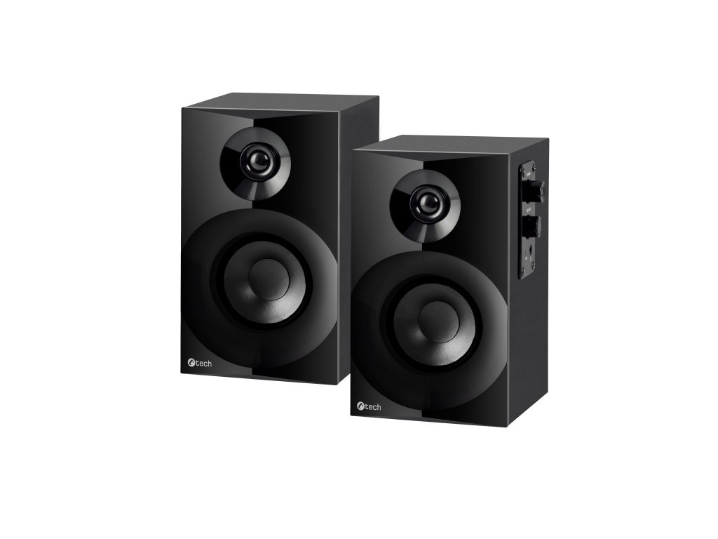 C-TECH reproduktory SPK-14, 2.0, dřevěné, černé, 12W, 3,5mm jack