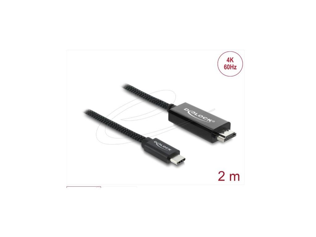 Delock Koaxiální kabel USB Type-C™ na HDMI (DP Alt Mode) 4K 60 Hz s pleteným opláštěním 2 m