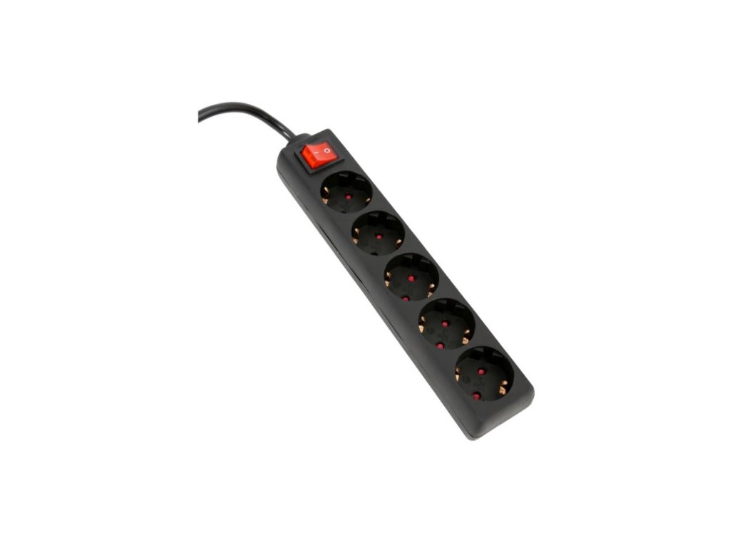 OMEGA Prodlužovací zásuvková lišta s 5 zásuvkami 3,0M 16A 5 SOCKET TYPE F SCHUKO GERMAN BLACK