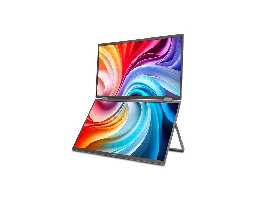 Acer LCD PD163Qbmiuux DUAL SCREEN 15,6" IPS LED, 1920x1080, 1xMiniHDMI + 2xType-C + Audio Out, repro 2Wx2, VESA 75x75,