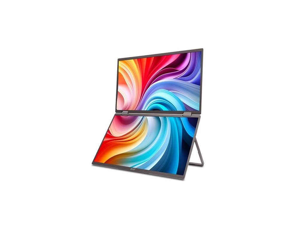 Acer LCD PD193QTEbmiuux DUAL SCREEN 18,5" IPS LED Touch 1920x1080, 1xHDMI + 2xType-C + Audio Out, repro 2Wx2, VESA 75x75