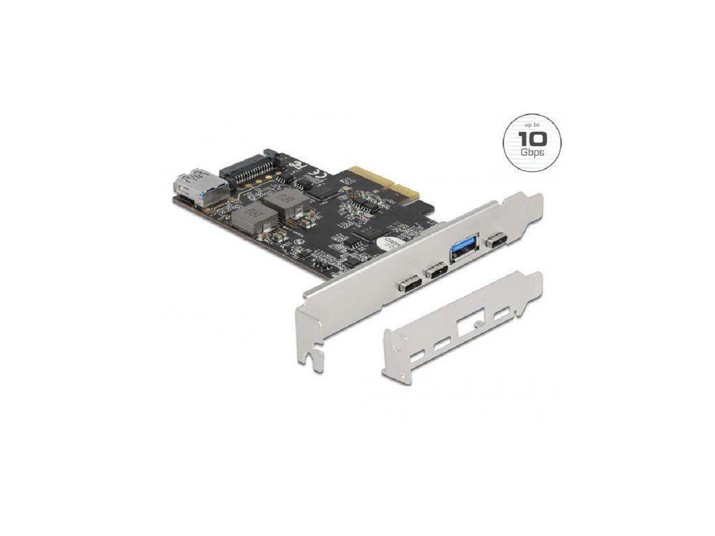 Delock PCI Express x4 Karta na 3 x USB Type-C + 2 x USB Typ-A - SuperSpeed USB 10 Gbps - Low Profile