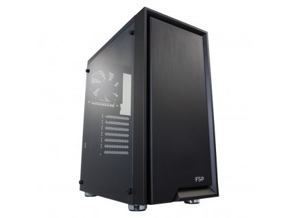 FSP/Fortron ATX Midi Tower CMT140 Black, průhledná bočnice