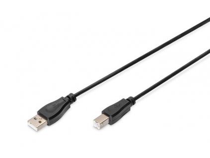 Digitus USB kabel A/samec na B/samec, 2x stíněný, černý, 1,8m