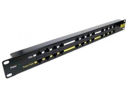 Patch panel POE UTP cat.5e 12p 1U Black, 19" rack