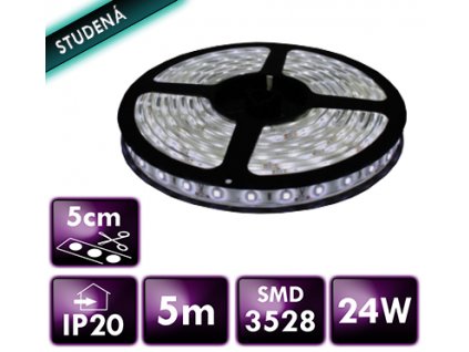 LED pásek - SMD 2835 - 5m 24W IP20 60LED/m 4,8W/m studená bílá