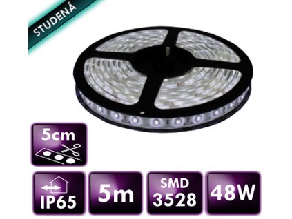 LED pásek - SMD 2835 - 5m - 120LED/m - 9,6W/m - IP65 - studená bílá