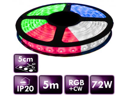 LED pásek - SMD 5050 - RGB+CW - 5 m - 60 LED/m - 14,4 W/m - IP20