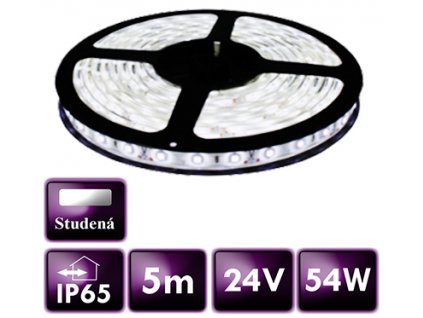 LED pásek - SMD 2835 - 5m - 60LED/m - 10,8W/m - 24V - IP65 - studená bílá