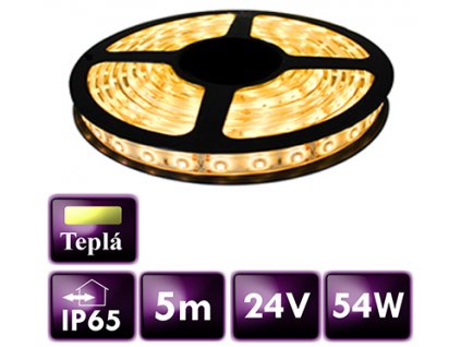 LED pásek - SMD 2835 - 5m - 60LED/m - 10,8W/m - 24V - IP65 - teplá bílá