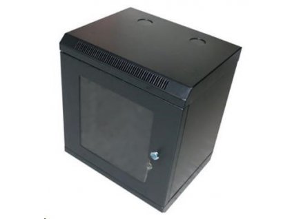 XtendLan 10" nástěnný rozvaděč 12U, šířka 350mm, hloubka 280mm, nosnost 50 kg, dveře z plexiskla, svařovaný, černý