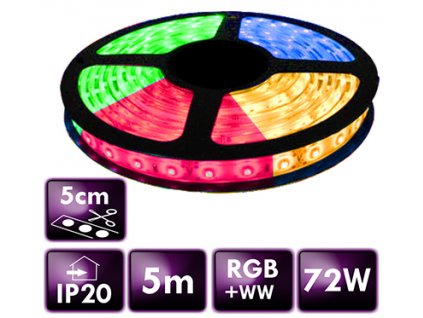 BERGE LED pásek - SMD 5050 - RGB+WW - 5 m - 60 LED/m - 14,4 W/m - IP20