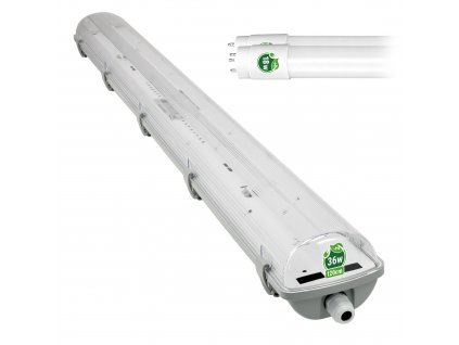 Hermetické svítidlo + 2x LED trubice - T8 - 120cm - 18W - teplá bílá - SADA