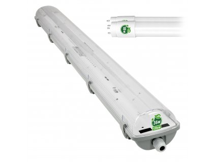 Hermetické svitidlo + 2x LED trubice - T8 - 120cm - 18W - teplá bílá - SADA