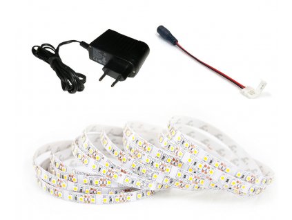 LED pásek - 1m - 120LED/m - 9,6W/m - 700Lm - IP20 - studená bílá - SADA ZDROJ + KONEKTOR