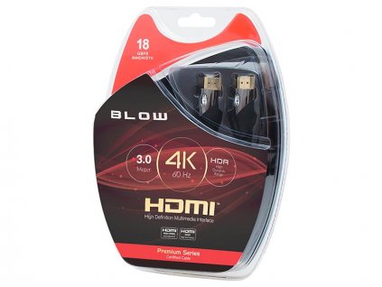 BLOW Kabel HDMI-HDMI 3,0m PREMIUM, black, gold, 4K 2.0