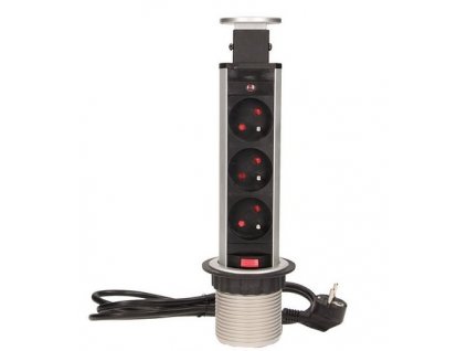 Výsuvná lišta ORNO OR-AE-1347 3 zásuvky, 1,8m, stříbrná