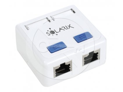 Zásuvka Solarix CAT5E STP 2 x RJ45 na omítku bílá SX288-5E-STP-WH