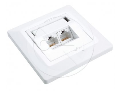 Zásuvka Solarix CAT5E UTP 2 x RJ45 pod omítku bílá SX9-2-5E-UTP-WH