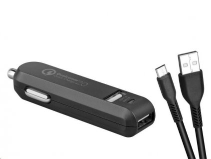 AVACOM CarMAX 2 nabíječka do auta 2x Qualcomm Quick Charge 2.0, černá barva (micro USB kabel)