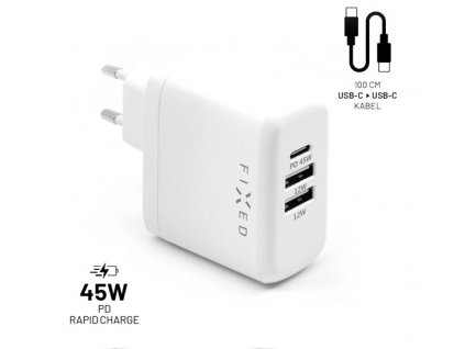 Fixed nabíječ USB-C/C 45W,FIXC45-CC2U-WH