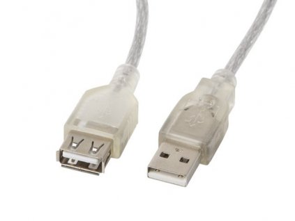 LANBERG USB-A M/F 2.0 CABLE 1.8M TRANSPARENT FERRITE