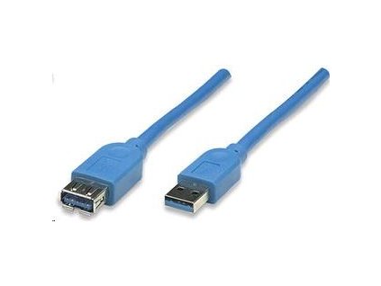 MANHATTAN Kabel USB 3.0 A-A prodlužovací 1m, modrý