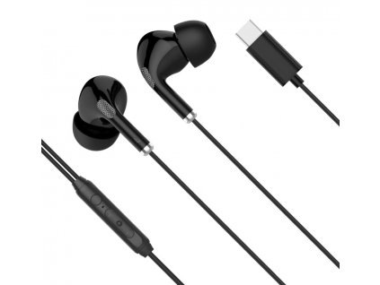 Sluchátka Kruge&Matz KMPC1-B do uší s mikrofonem, USB-C, černá