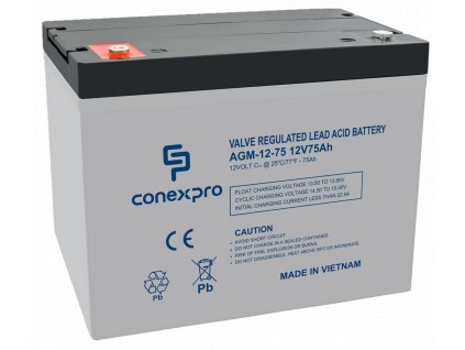 Baterie Conexpro AGM-12-75 VRLA AGM 12V/75Ah, T14