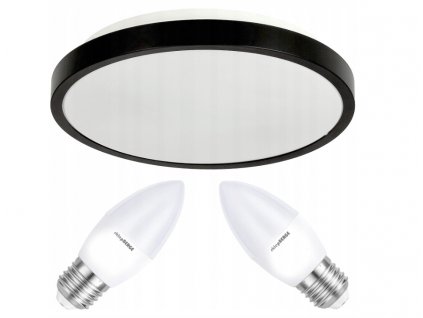 Stropní LED svítidlo LARI-R BLACK - 2xE27 IP20 + 2x E27 10W svíčka - studená bílá