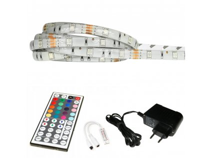 LED pásek - RGB 5050 - 2,5m - 30LED/m - 7,2W/m - IP65 - komplet - ovládání 44 tlačítek