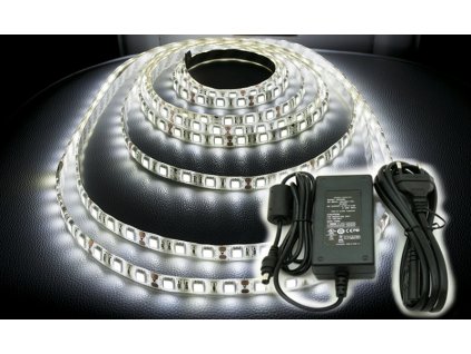 LED pásek KOMPLET - SMD 5050 - 5m - 300/5m - 72W - studená bílá + konektor a zdroj