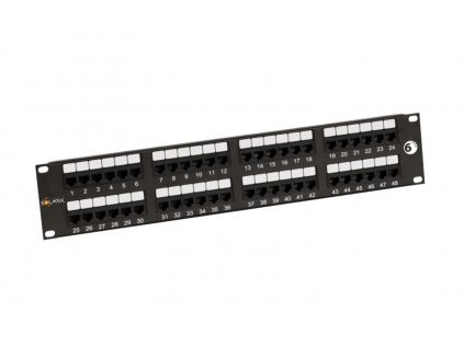 Patch panel Solarix SX48-6-UTP-BK UTP cat.6 48p., 2U, 350MHz