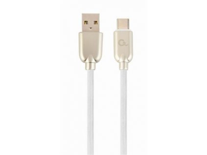 Kabel CABLEXPERT USB 2.0 AM na Type-C kabel (AM/CM), 2m, pogumovaný, bílý, blister, PREMIUM QUALITY