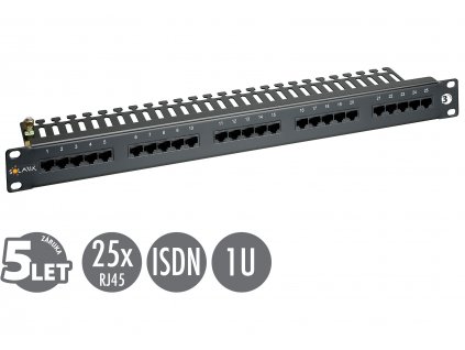 19'' ISDN panel Solarix 25 x RJ45 černý 1U