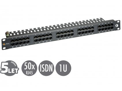 19'' ISDN panel Solarix 50 x RJ45 černý 1U