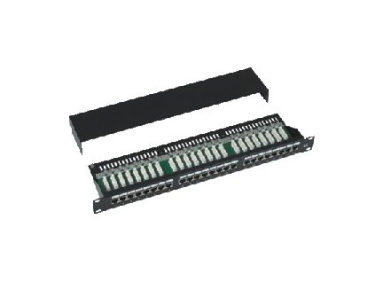 DATACOM Patch panel Cat5e 24p.1U,STP,19'',černý,vyvázání